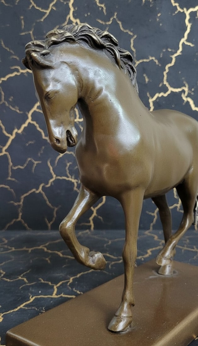 Large Vintage Tang Dynasty Style Bronze Horse Statue Heavy Metal Figurine - 3