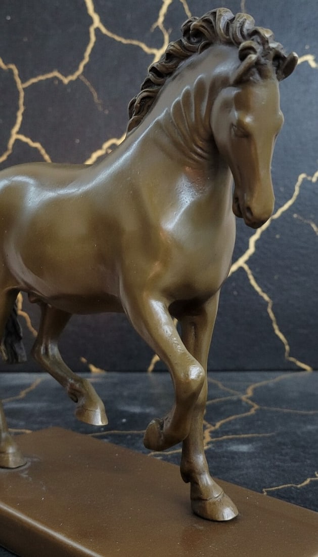 Large Vintage Tang Dynasty Style Bronze Horse Statue Heavy Metal Figurine - 4