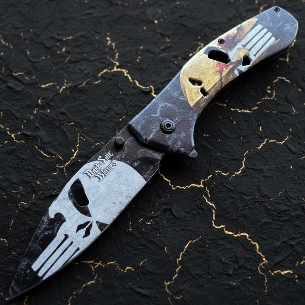 Tactical Spartan Warrior Folding Knife Dark Finish Pocket Blade - 2