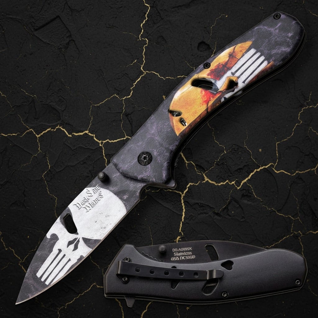 Tactical Spartan Warrior Folding Knife Dark Finish Pocket Blade - 6