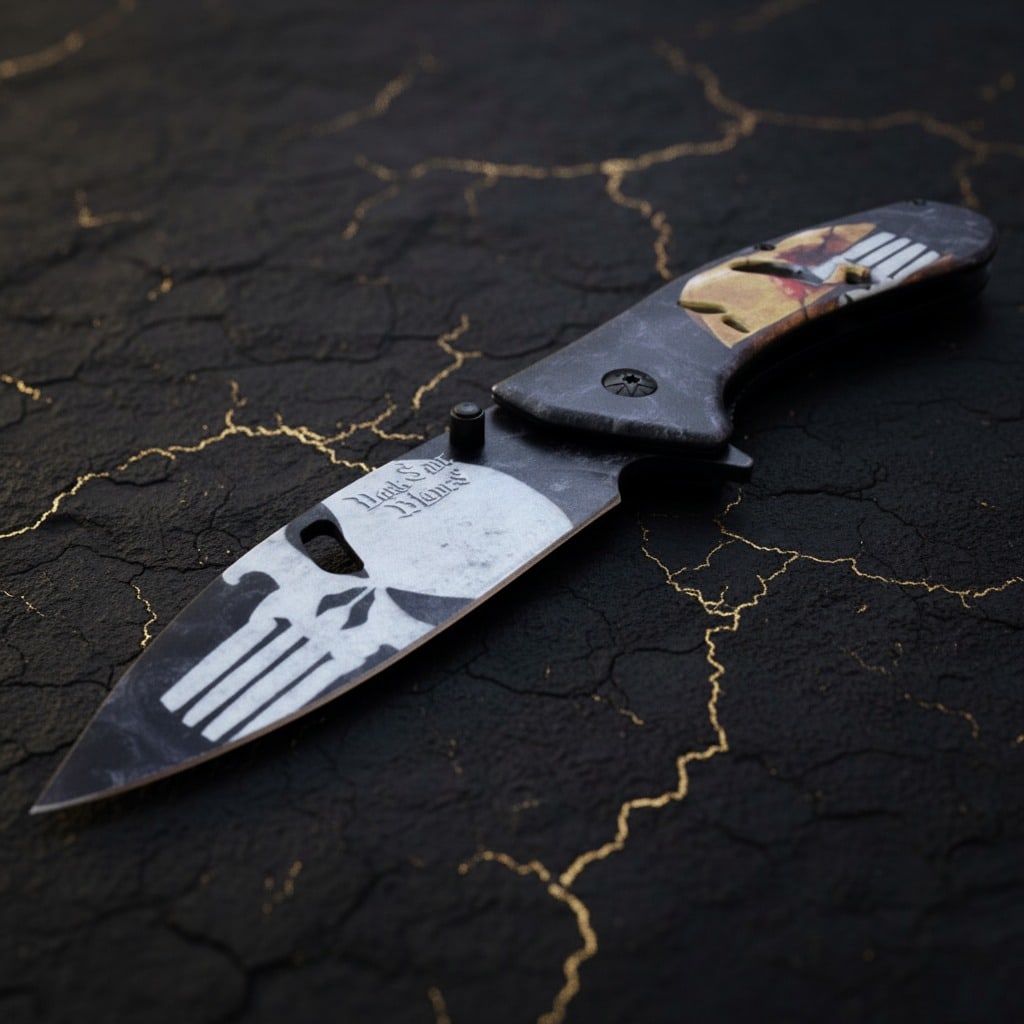 Tactical Spartan Warrior Folding Knife Dark Finish Pocket Blade - 7