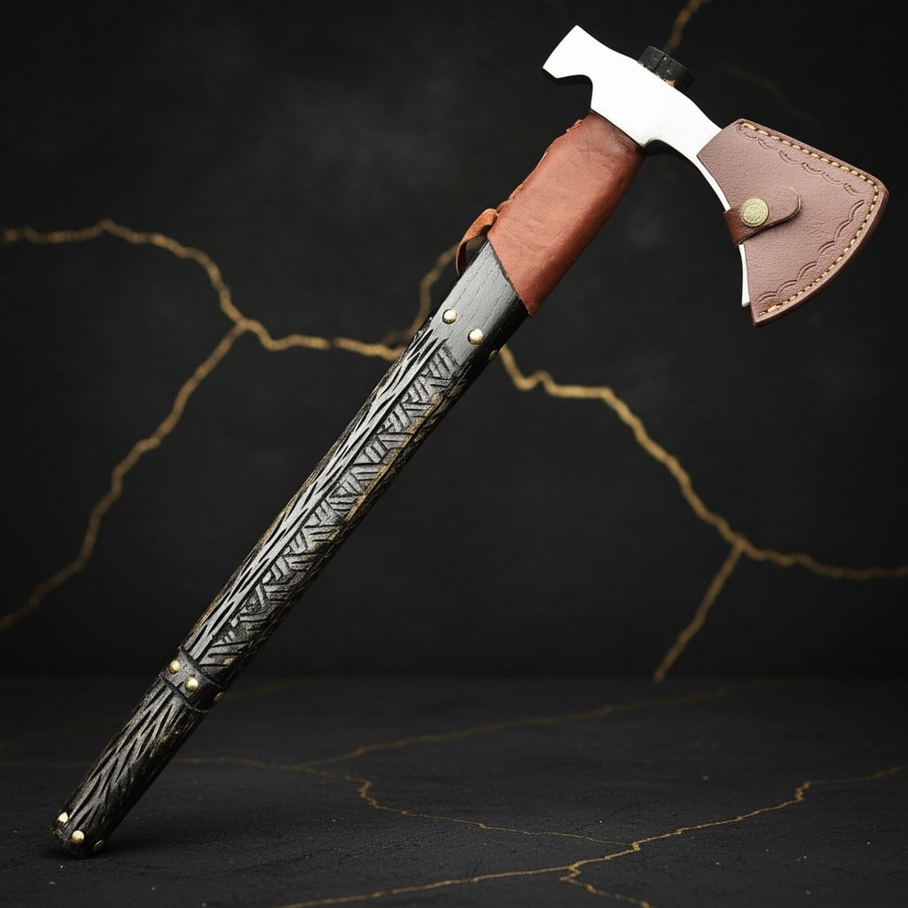 Hand-Forged Carbon Steel Viking Battle Axe Tactical Outdoor Camping Hatchet - 4
