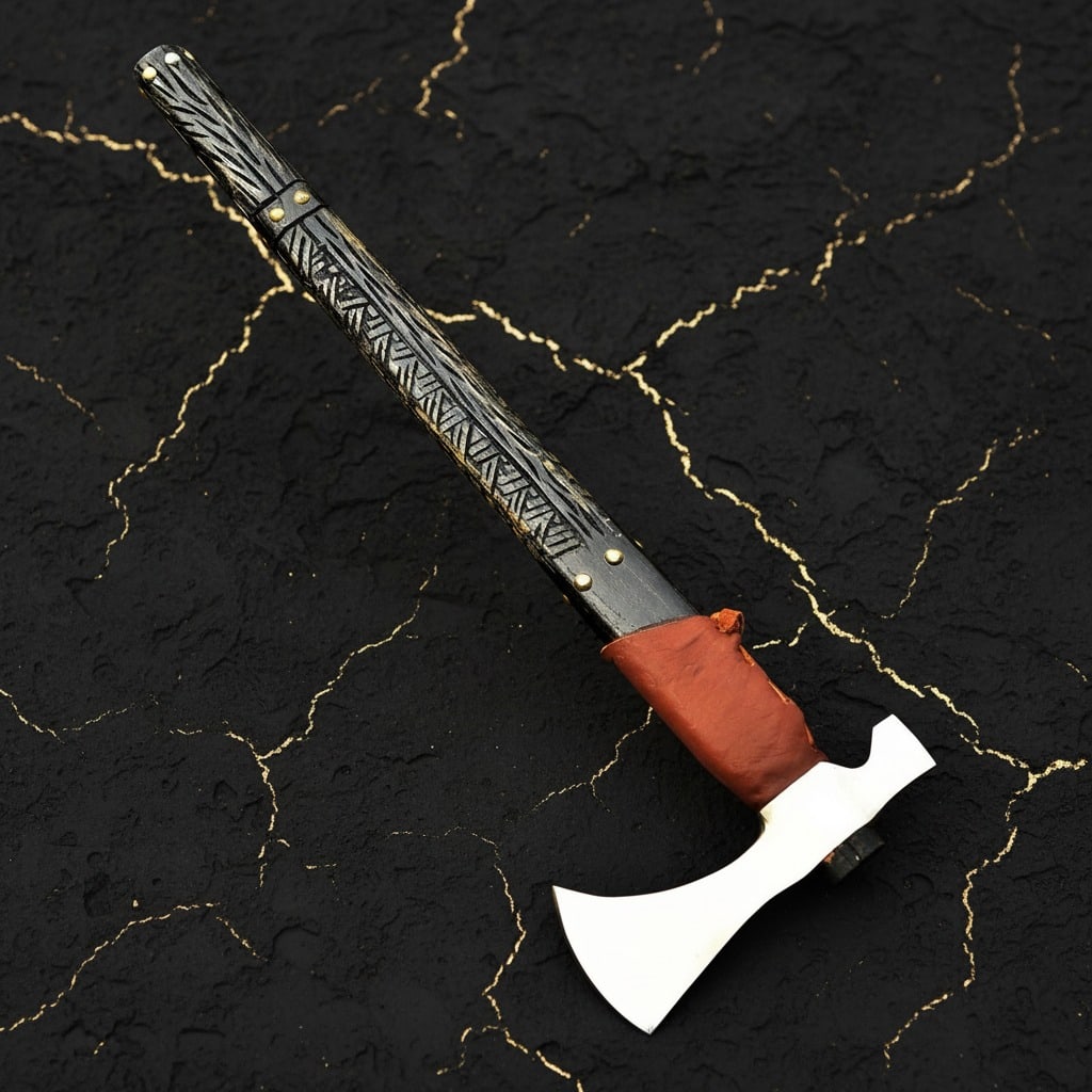 Hand-Forged Carbon Steel Viking Battle Axe Tactical Outdoor Camping Hatchet - 5