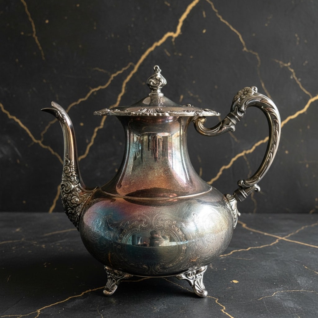 Ornate Silver Plated Tea Pot Ascot Pattern Vintage Sheffield Style Tableware - 2