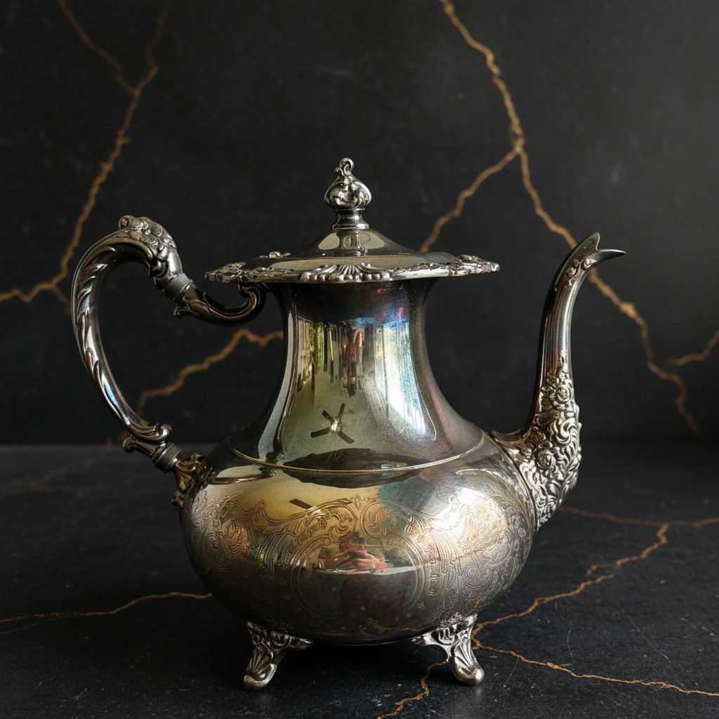 Ornate Silver Plated Tea Pot Ascot Pattern Vintage Sheffield Style Tableware - 4