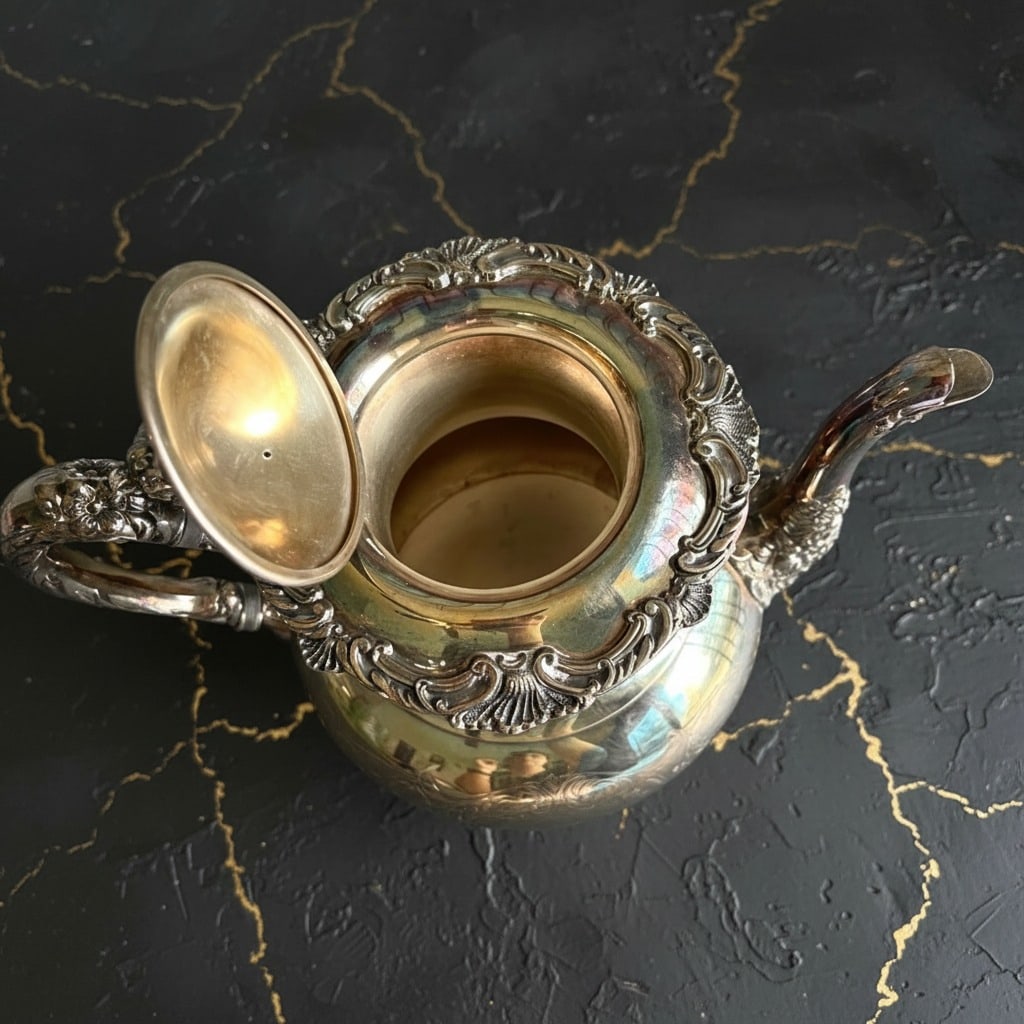 Ornate Silver Plated Tea Pot Ascot Pattern Vintage Sheffield Style Tableware - 7