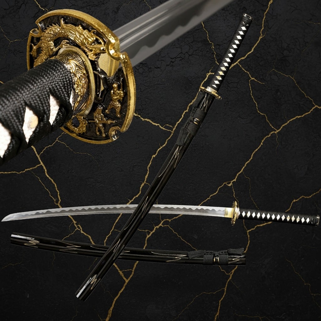 Hand-Forged 1095 High Carbon Steel Dragon Katana Sharp Full Tang Samurai Blade: Title:Hand-Forged 1095 High Carbon Steel Dragon Katana Sharp Full Tang Samurai Blade Description:This fully functional, battle-ready katana is expertly crafted for performance, making it an excellent