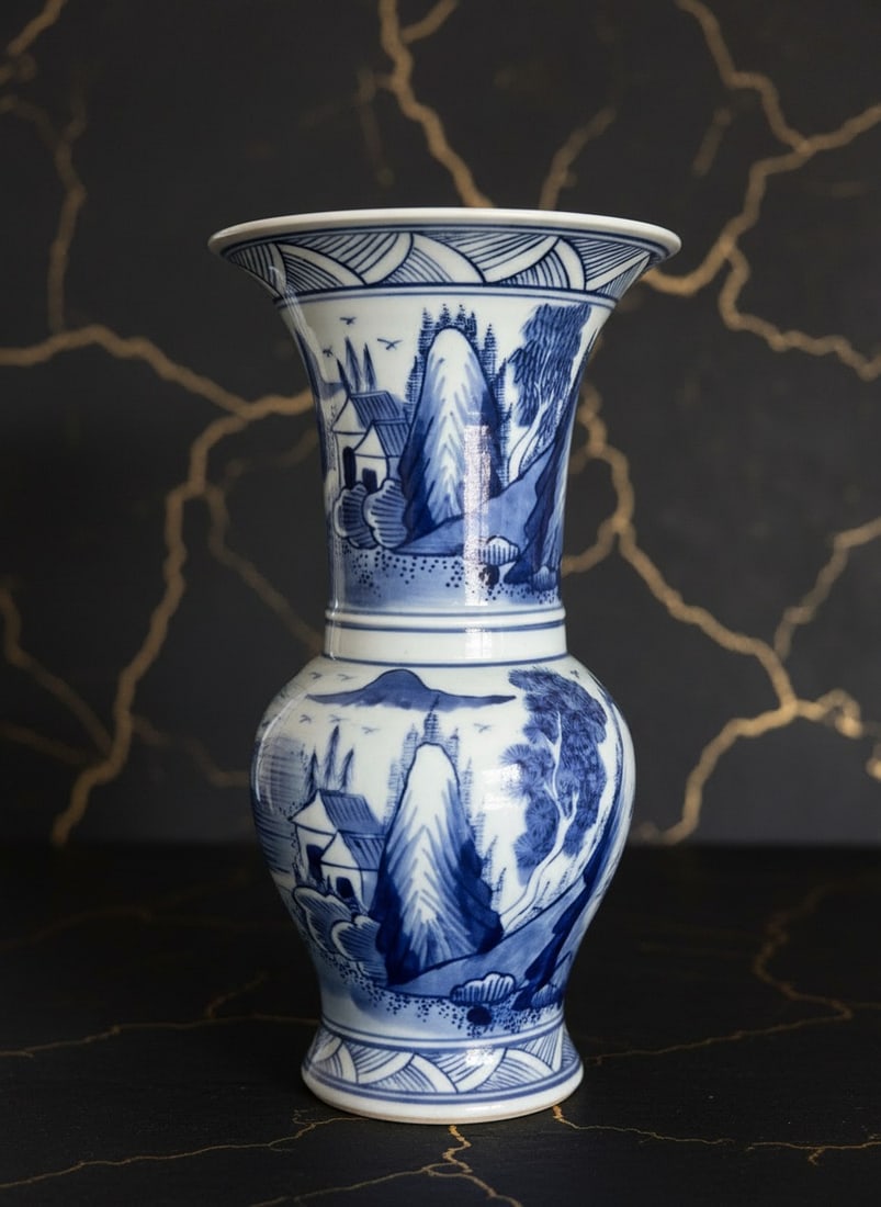 9.5" Tall Chinese Porcelain Vase Vintage Kangxi Style Floral Decor Vessel: Title:9.5" Tall Chinese Porcelain Vase Vintage Kangxi Style Floral Decor Vessel Description:This vintage item is estimated to have been produced between the early and mid-1900s. Specifications: * Heig