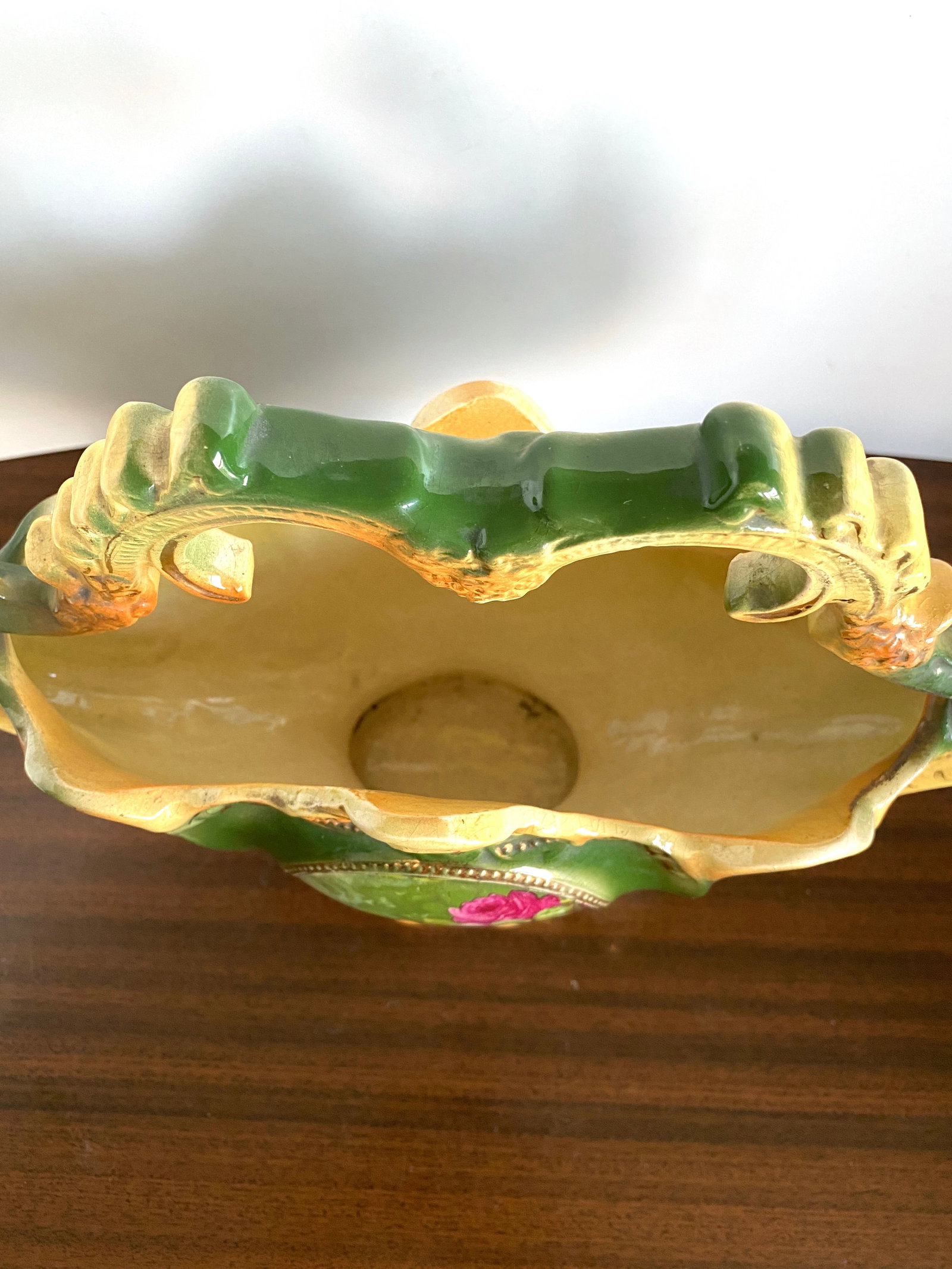 vintage Faience fruits vase, England 29x12x23 1.23kg - 2