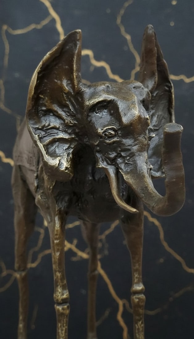 Surrealist Elephant Bronze Statue Signed Figurine Sculpture Art Decor - 4