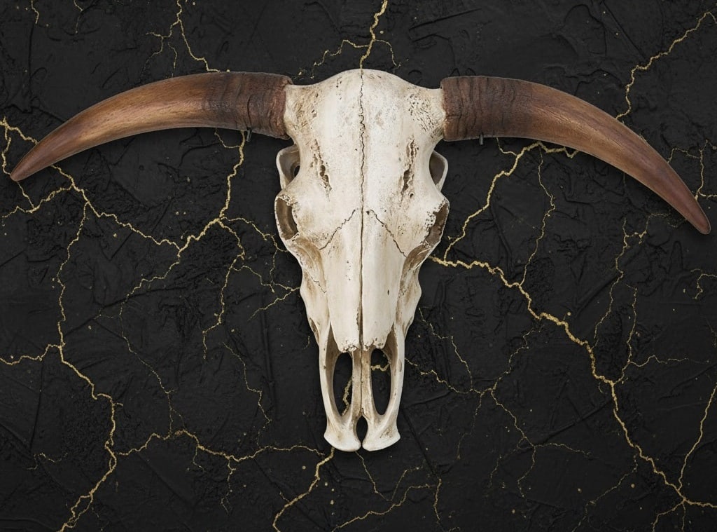 Large Genuine Cattle Steer Skull Full Size Authentic Bovine Wall Decor: Title:Large Genuine Cattle Steer Skull Full Size Authentic Bovine Wall Decor Description:This bull skull display is crafted from hand-painted cast resin to replicate the appearance and dimensions of