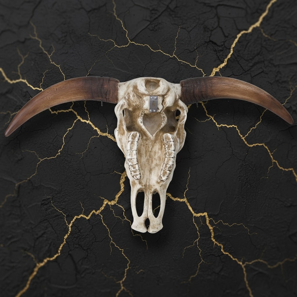 Large Genuine Cattle Steer Skull Full Size Authentic Bovine Wall Decor - 3