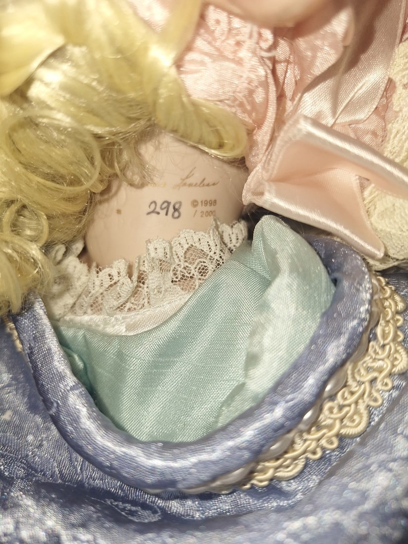 22" Antique Style Bebe Jumeau Doll Pink Blue Outfit Pat Loveless 1996 - 11
