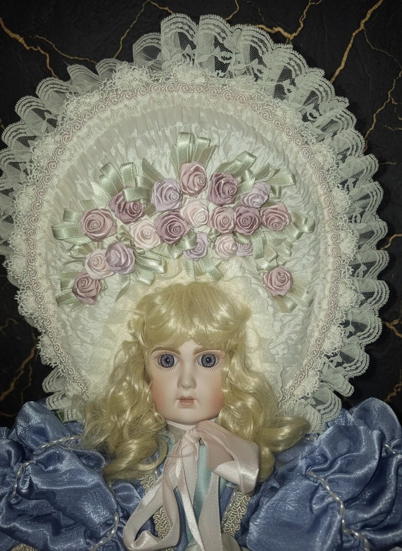 22" Antique Style Bebe Jumeau Doll Pink Blue Outfit Pat Loveless 1996 - 2