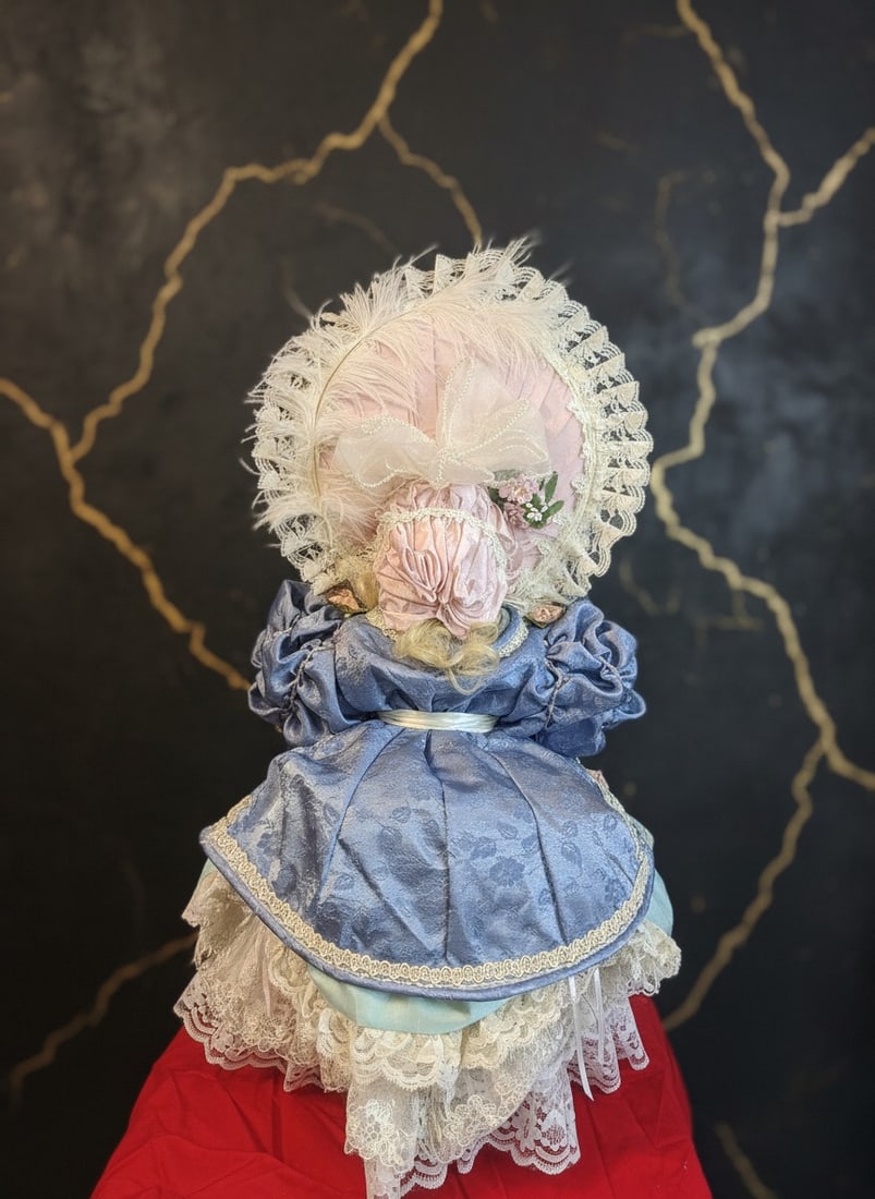 22" Antique Style Bebe Jumeau Doll Pink Blue Outfit Pat Loveless 1996 - 9
