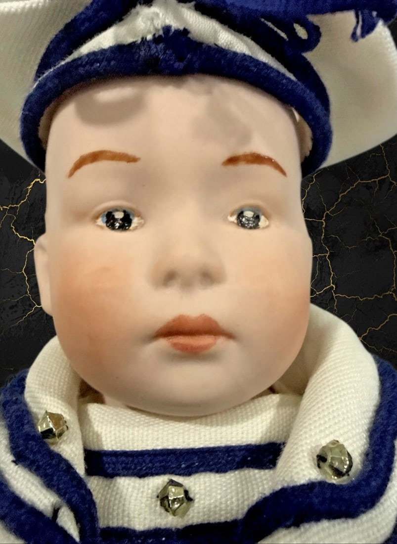 12" Porcelain Sailor Boy Doll Bisque Figurine Vintage Style Nautical Outfit - 2