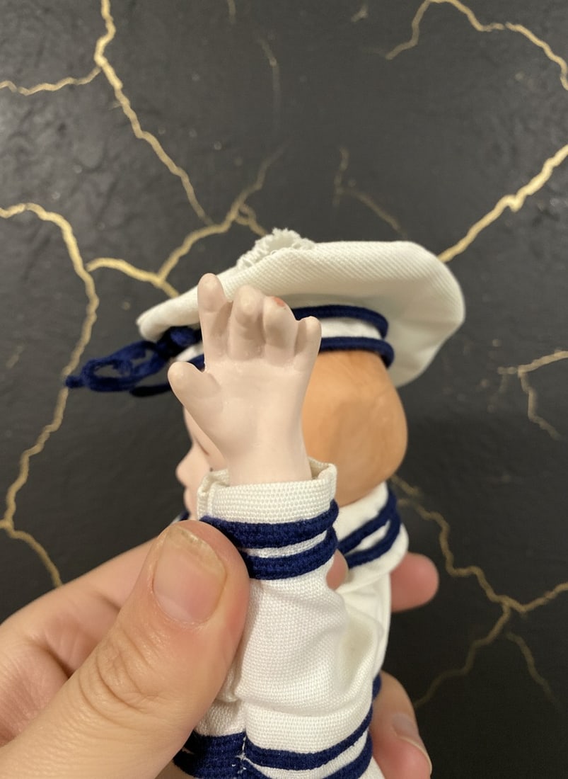 12" Porcelain Sailor Boy Doll Bisque Figurine Vintage Style Nautical Outfit - 7