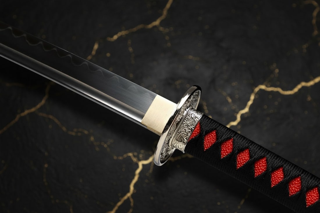 Hand-Forged T10 Steel Katana Sharp Clay Tempered Real Hamon Samurai Blade - 9