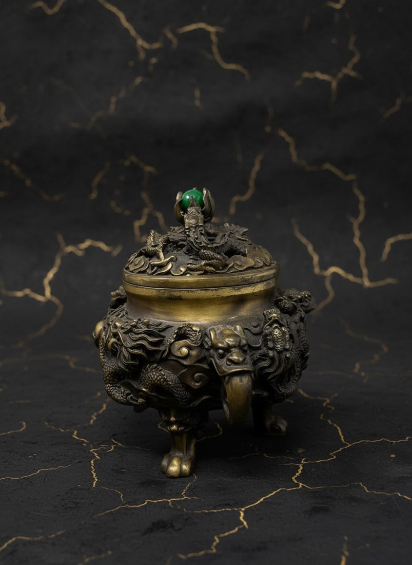 Heavy Vintage Style Chinese Bronze Figurine 7.5 Inch Desk Statue - 5