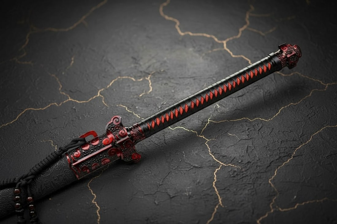 44" Functional Red Dragon Ninjato, Hand-Forged 1095 Carbon Steel Broadsword - 4