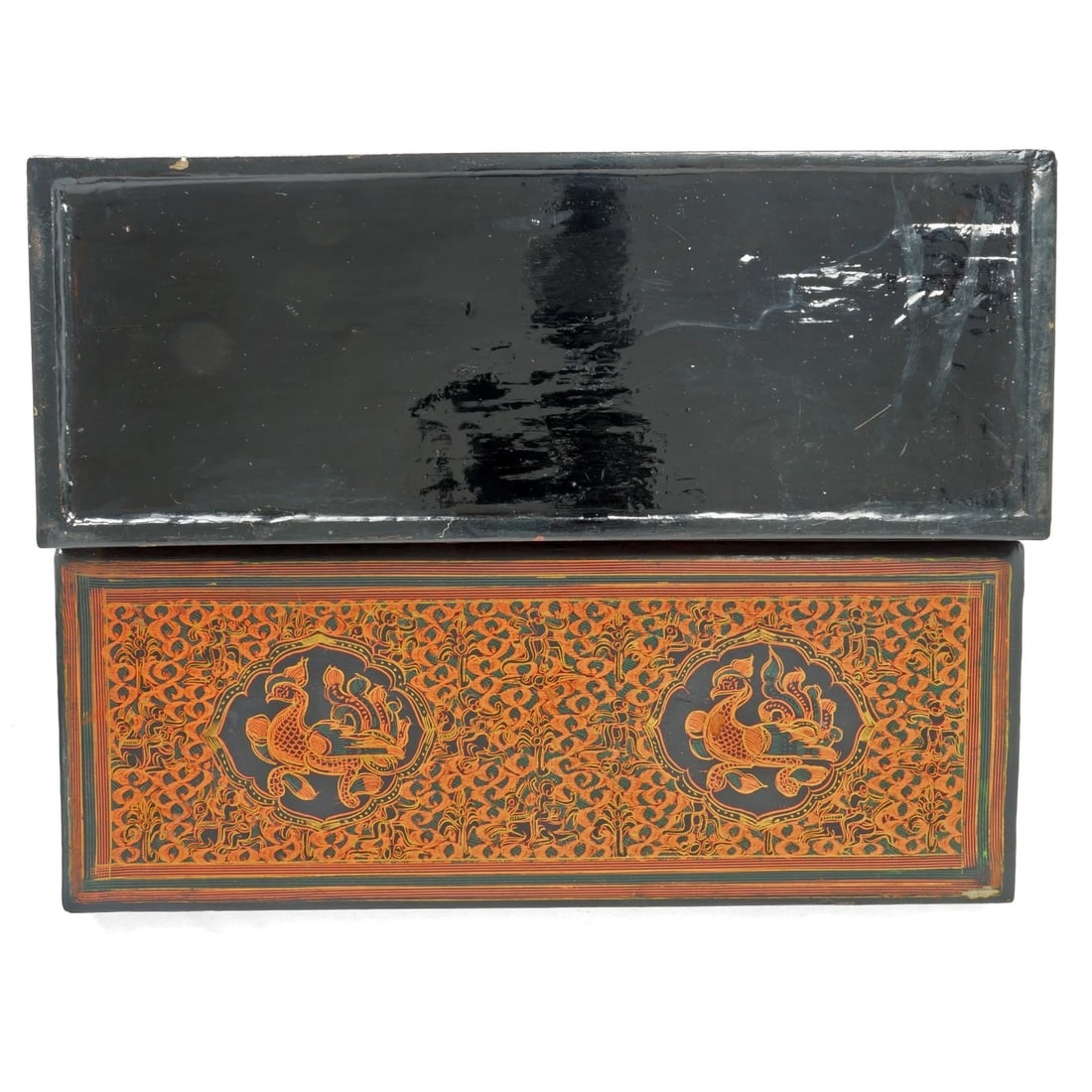 Large Burmese Lacquer Manuscript Box c 1900 - 4