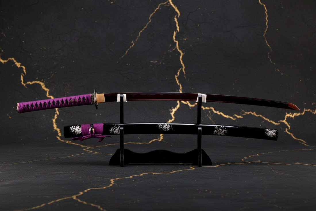 40" Hand-Forged T10 Steel Samurai Katana Sharp Functional Battle Sword Purple - 12