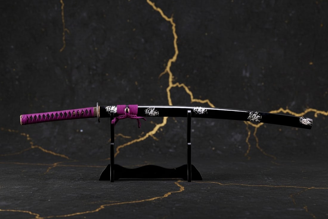 40" Hand-Forged T10 Steel Samurai Katana Sharp Functional Battle Sword Purple - 13