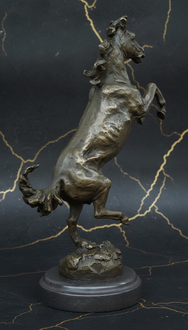 Vintage Bronze Rearing Horse Sculpture English Equestrian Figurine Statue - 3
