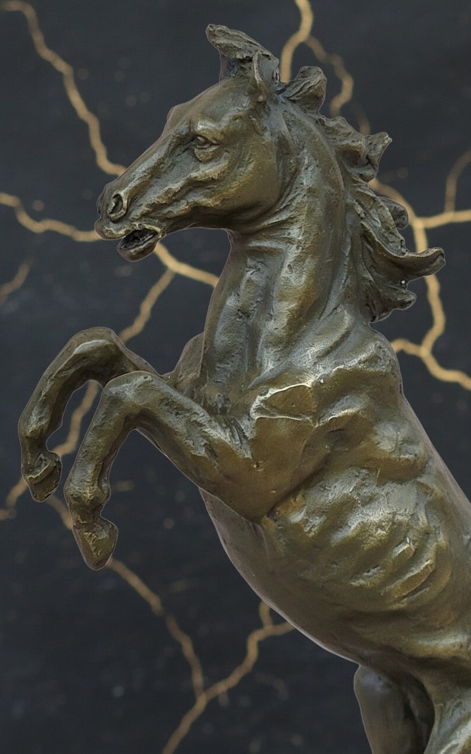 Vintage Bronze Rearing Horse Sculpture English Equestrian Figurine Statue - 5