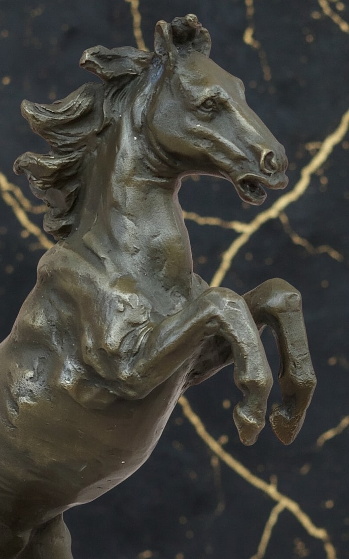Vintage Bronze Rearing Horse Sculpture English Equestrian Figurine Statue - 6