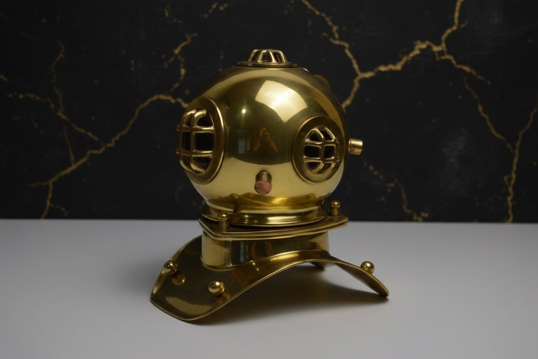 8" Nautical Deep Sea Diving Helmet Candle Holder Solid Brass Beach Decor: Title:8" Nautical Deep Sea Diving Helmet Candle Holder Solid Brass Beach Decor Description:This decorative solid brass piece offers a versatile aesthetic, perfect for styling over a flameless candle,