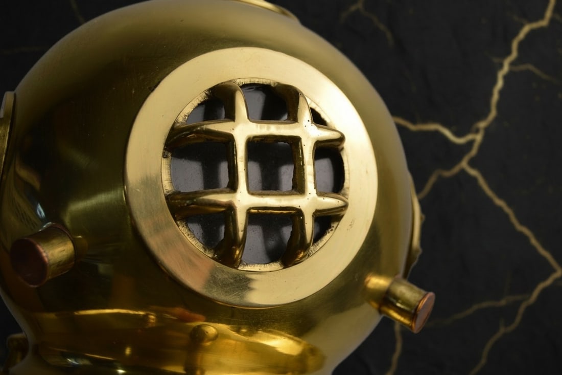 8" Nautical Deep Sea Diving Helmet Candle Holder Solid Brass Beach Decor - 5