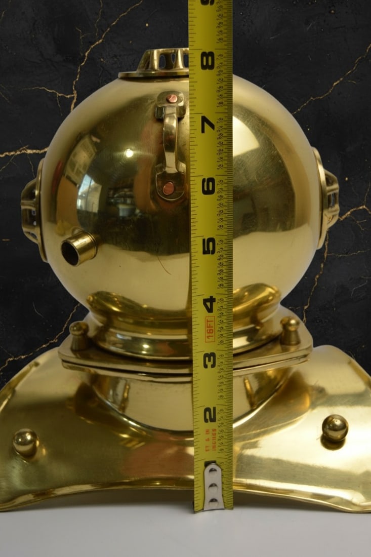 8" Nautical Deep Sea Diving Helmet Candle Holder Solid Brass Beach Decor - 8