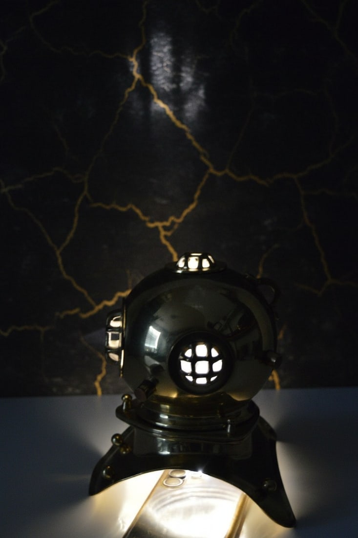 8" Nautical Deep Sea Diving Helmet Candle Holder Solid Brass Beach Decor - 9