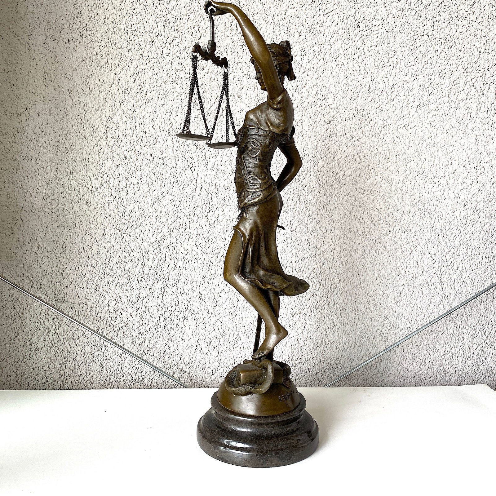 After A. Mayer - L'art Bronze qualite France - Statue of Themis - Lady Justice - 8