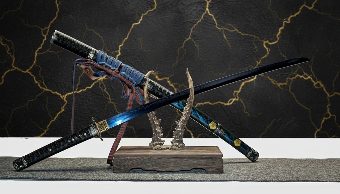 Hand-Forged 1095 Steel Tachi Sharp Blue Clay Tempered Japanese Katana Sword - 10