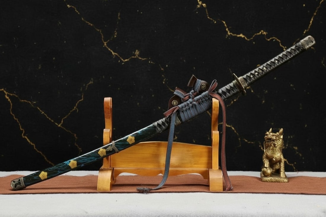 Hand-Forged 1095 Steel Tachi Sharp Blue Clay Tempered Japanese Katana Sword - 13