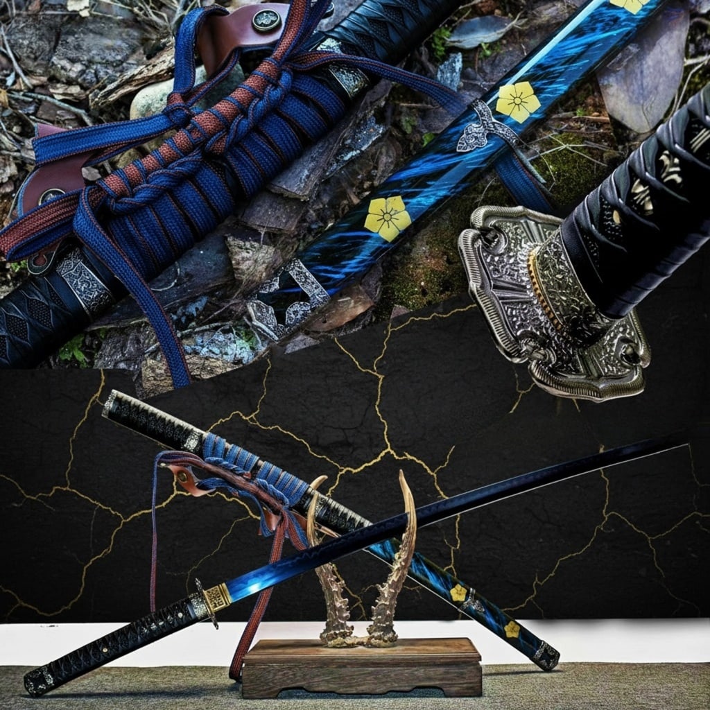 Hand-Forged 1095 Steel Tachi Sharp Blue Clay Tempered Japanese Katana Sword: Title:Hand-Forged 1095 Steel Tachi Sharp Blue Clay Tempered Japanese Katana Sword Description:This Ghost Tachi is a functional, expertly crafted sword originating from Longquan, a region renowned for