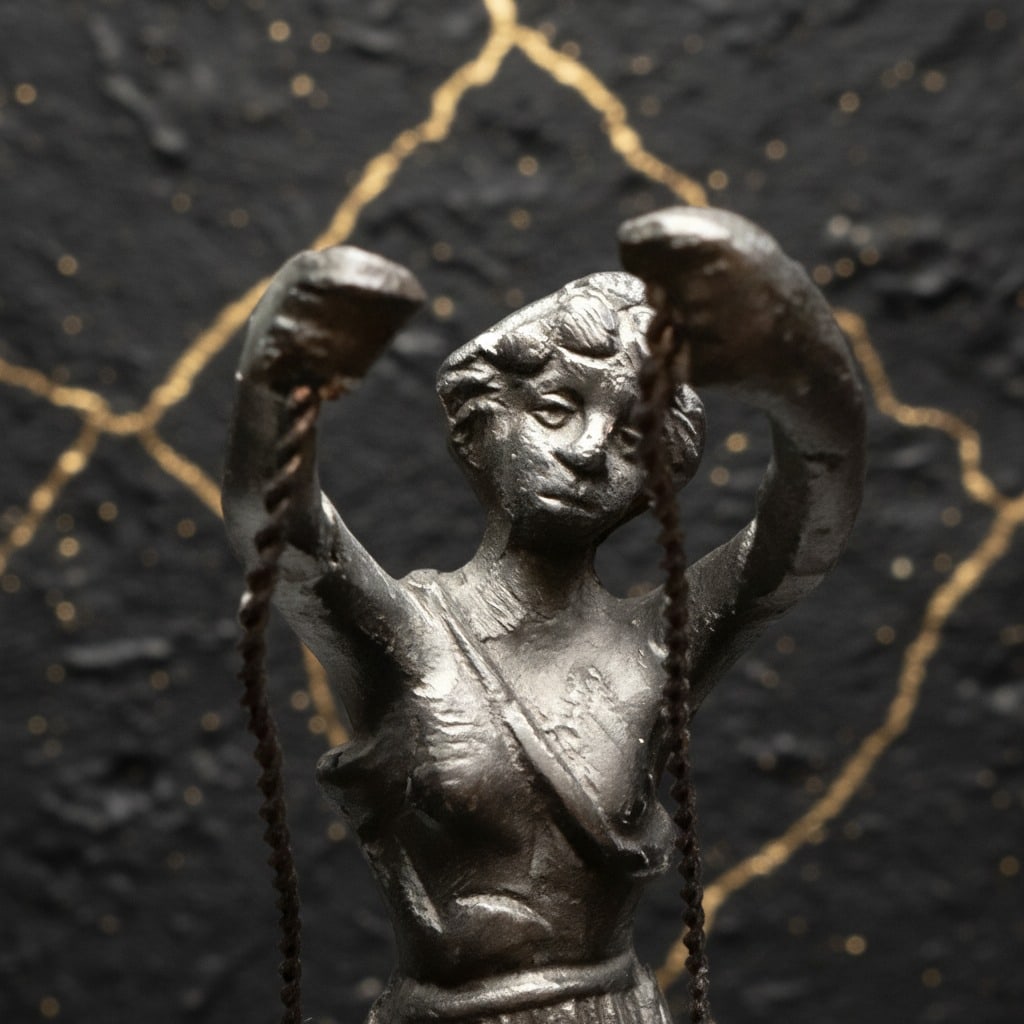 Art Nouveau Style Bronze Statue Girl on Swing Figurine Vintage Decor - 9