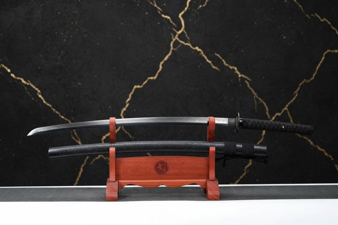 Battle Ready T10 Steel Katana, Sharp Full Tang Japanese Samurai Sword Black - 2