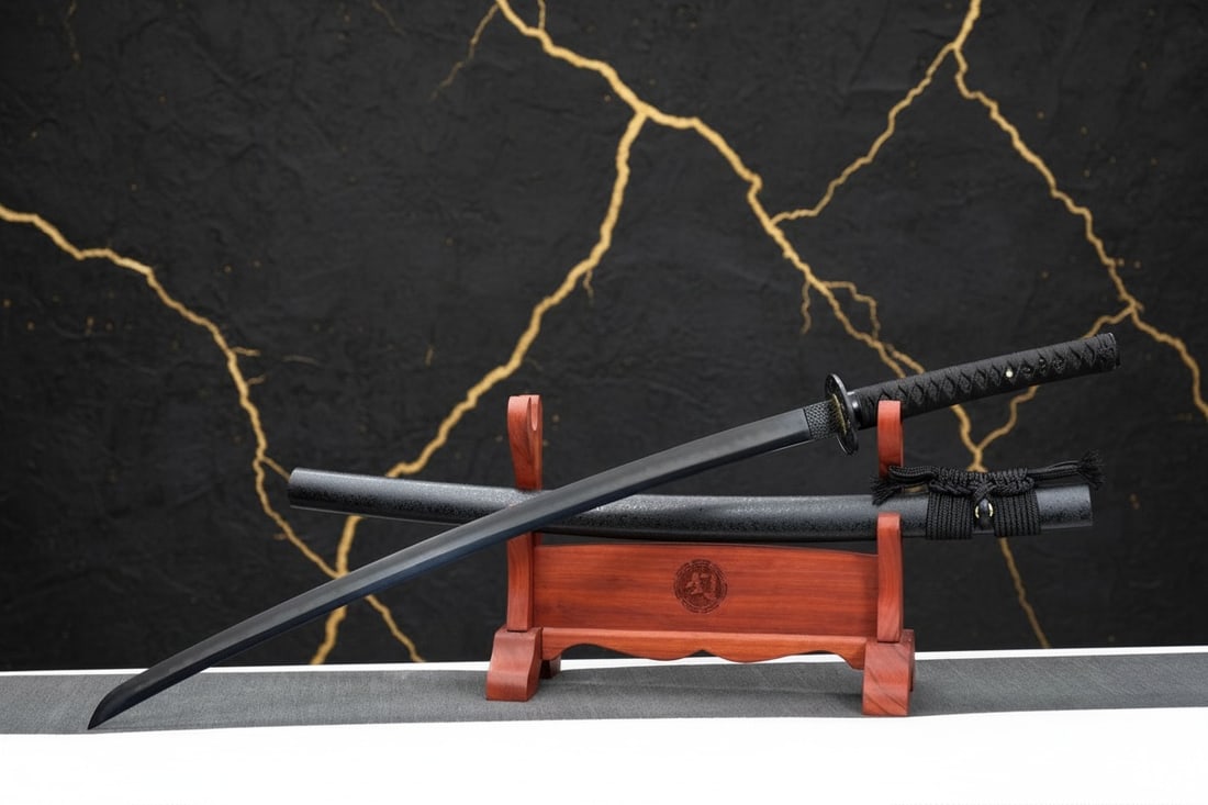 Battle Ready T10 Steel Katana, Sharp Full Tang Japanese Samurai Sword Black - 3