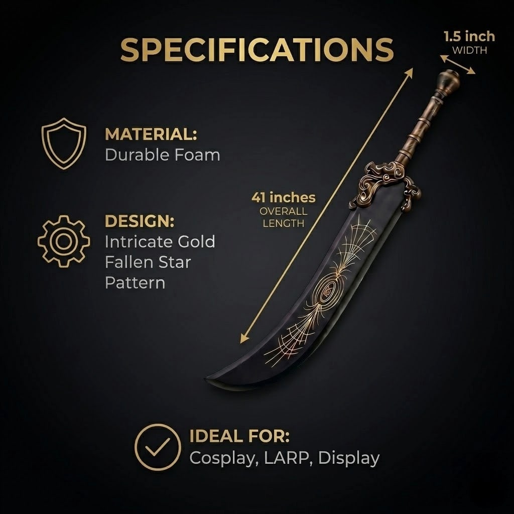 41" Fantasy Foam Greatsword Prop - Large Medieval Cosplay Weapon for Display - 6
