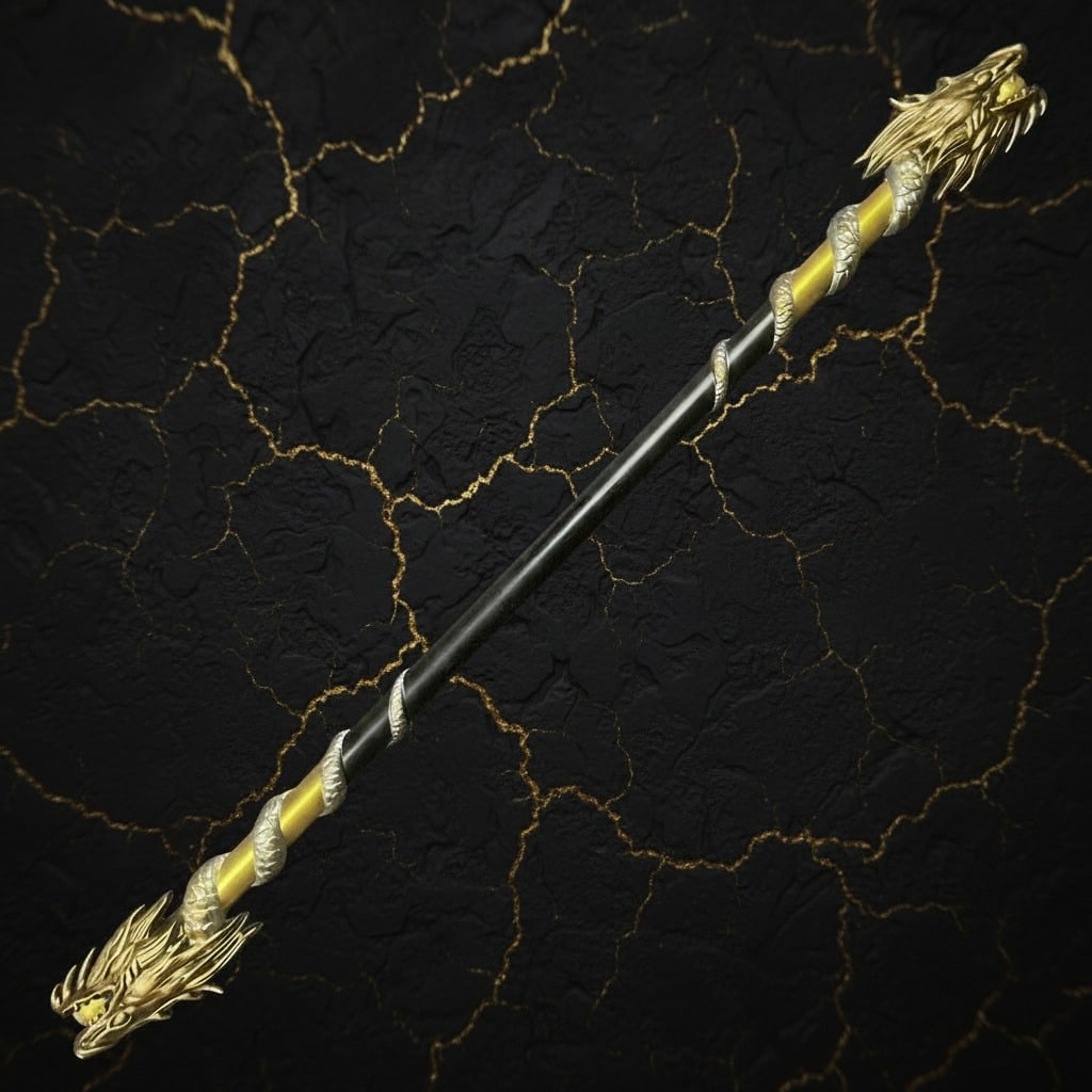 43" Foam Fantasy Staff Prop – Cosplay Costume Accessory LARP Weapon Display: Title:43" Foam Fantasy Staff Prop – Cosplay Costume Accessory LARP Weapon Display Description:This fantasy-inspired staff features a striking design with dragon heads at both ends, sculpted in gold 