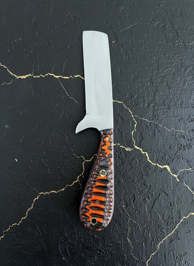 Handcrafted D2 Steel Bull Cutter Knife, Micarta Grip, Leather Sheath 79/2 - 2