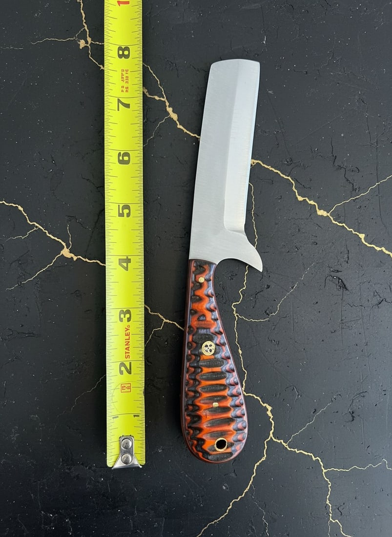 Handcrafted D2 Steel Bull Cutter Knife, Micarta Grip, Leather Sheath 79/2 - 5