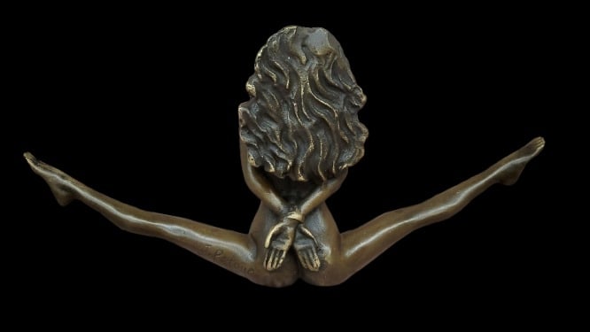 Antique Bronze Female Nude Figurine Patoue Lost Wax Art Sculpture - 3