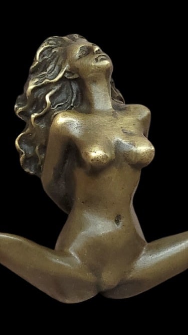 Antique Bronze Female Nude Figurine Patoue Lost Wax Art Sculpture - 4