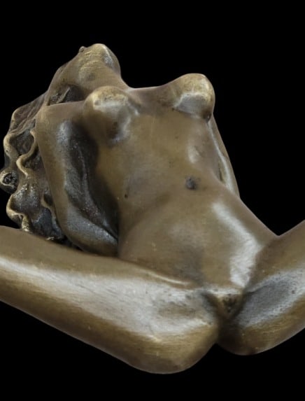 Antique Bronze Female Nude Figurine Patoue Lost Wax Art Sculpture - 6