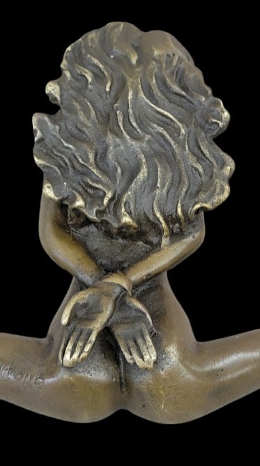 Antique Bronze Female Nude Figurine Patoue Lost Wax Art Sculpture - 7