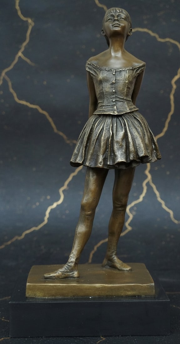 Ballerina Dancer Bronze Figurine Impressionist Style Ballet Girl Statue - 2
